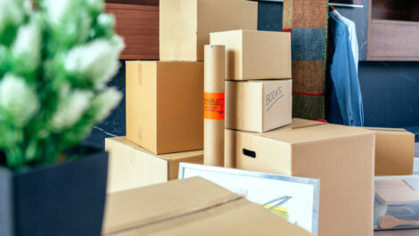 Stack of cardboard boxes packed up